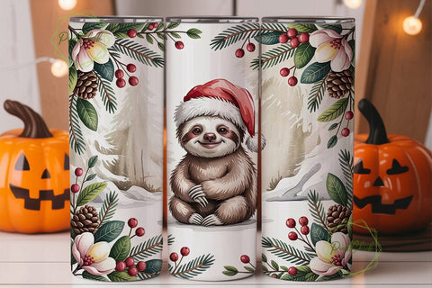 Christmas Sloth 20oz Tumbler Wrap Sublimation PixelChick 