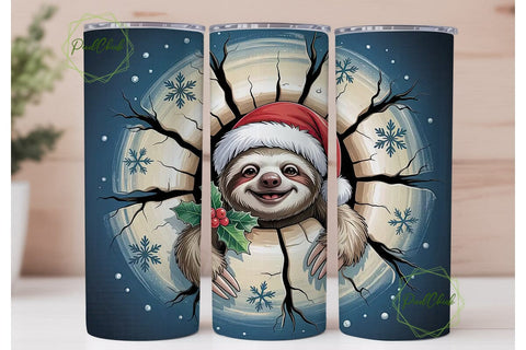 Christmas Sloth 20oz Tumbler Wrap Sublimation PixelChick 