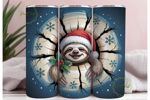 Christmas Sloth 20oz Tumbler Wrap Sublimation PixelChick 