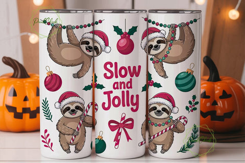 Christmas Sloth 20oz Tumbler Wrap Sublimation PixelChick 