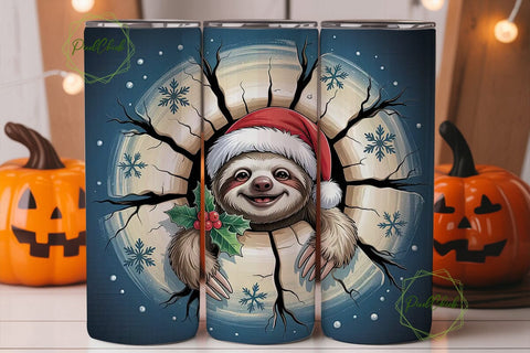 Christmas Sloth 20oz Tumbler Wrap Sublimation PixelChick 