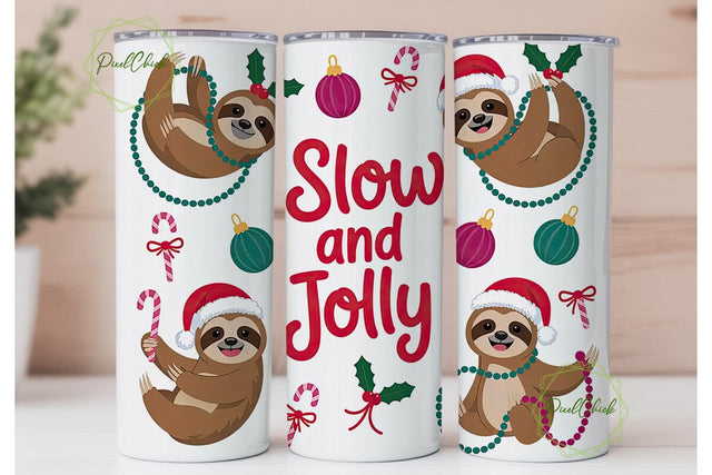 Christmas Sloth 20oz Tumbler Wrap Sublimation PixelChick 