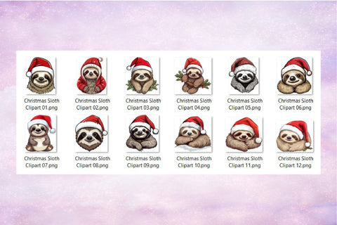 Christmas Sloth Clipart, Christmas Sublimation Bundle Sublimation OrangeBrushStudio 