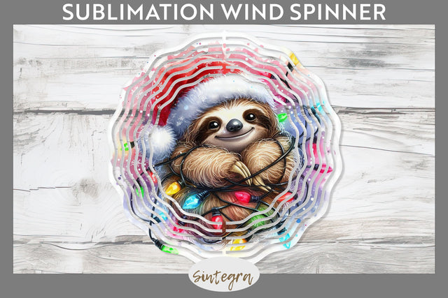 Christmas Sloth Entangled in Lights Wind Spinner Sublimation Sublimation Sintegra 