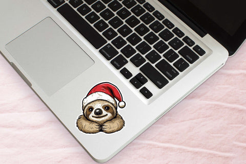 Christmas Sloth Stickers, Printable Christmas Sticker Sheet Sublimation OrangeBrushStudio 