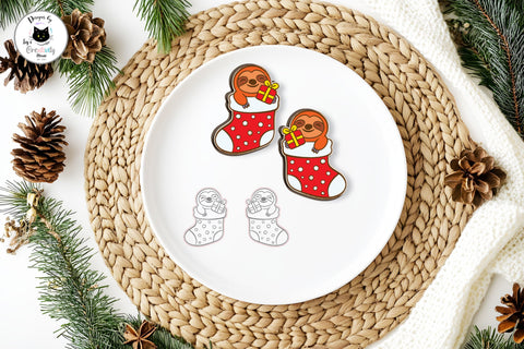 Christmas Sloth Stud Earrings SVG SVG Ivy's Creativity House 
