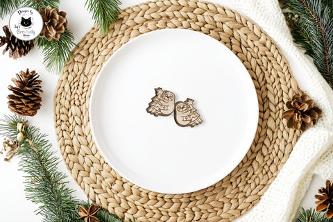 Christmas Sloth Stud Earrings SVG SVG Ivy's Creativity House 