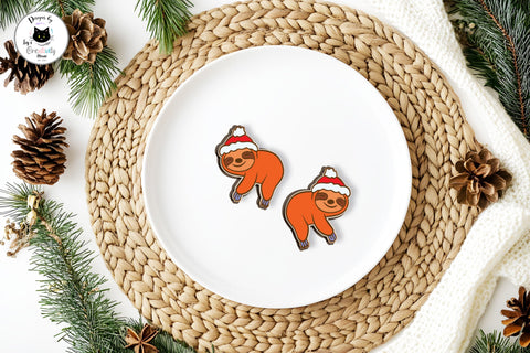Christmas Sloth Stud Earrings SVG SVG Ivy's Creativity House 