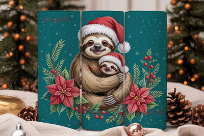 Christmas Sloths 20oz Tumbler Wrap Sublimation DesignSVG 
