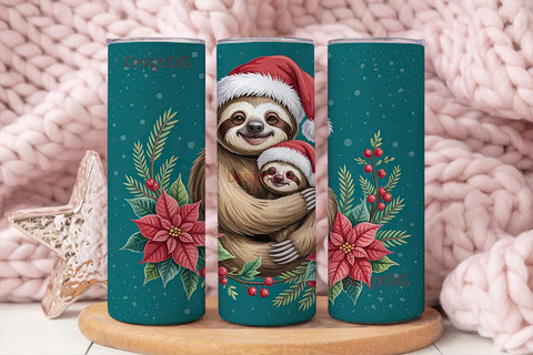 Christmas Sloths 20oz Tumbler Wrap Sublimation DesignSVG 