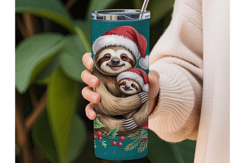 Christmas Sloths 20oz Tumbler Wrap Sublimation DesignSVG 