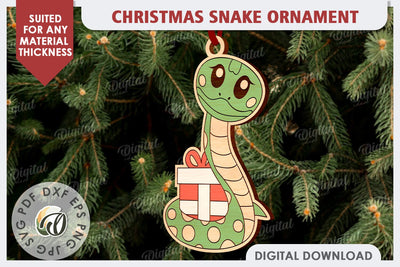 Christmas Snake Ornament Laser Cut. Christmas Ornament SVG SVG Evgenyia Guschina 