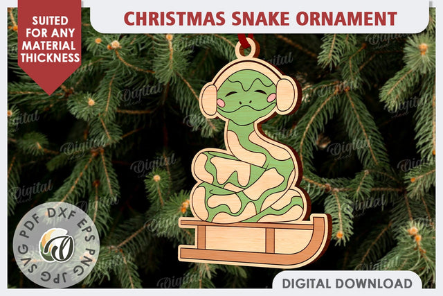 Christmas Snake Ornament Laser Cut. Christmas Ornament SVG SVG Evgenyia Guschina 