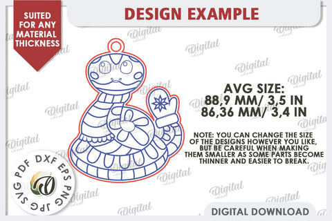 Christmas Snake Ornament Laser Cut. Christmas Ornament SVG SVG Evgenyia Guschina 