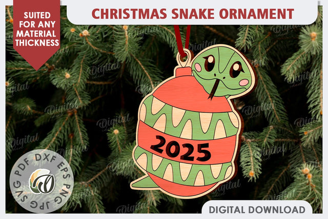 Christmas Snake Ornament Laser Cut. Christmas Ornament SVG SVG Evgenyia Guschina 