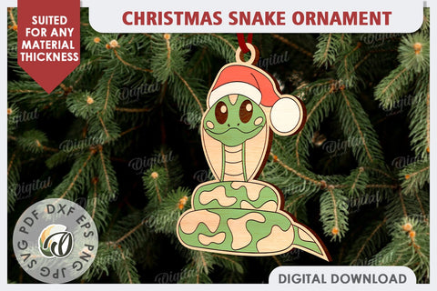 Christmas Snake Ornament Laser Cut. Christmas Ornament SVG SVG Evgenyia Guschina 
