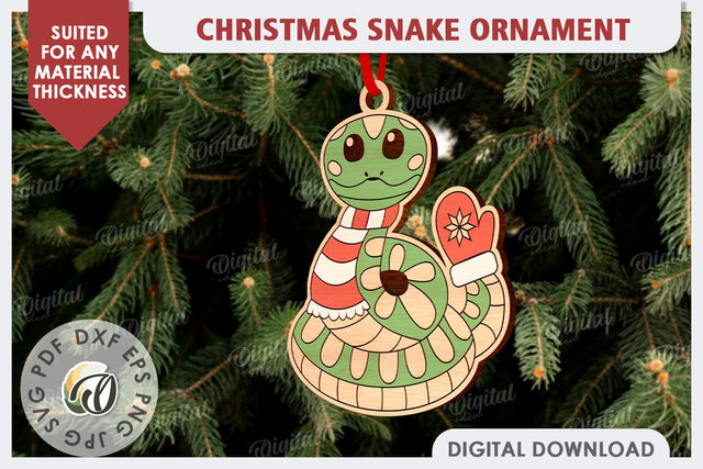 Christmas Snake Ornament Laser Cut. Christmas Ornament SVG SVG Evgenyia Guschina 