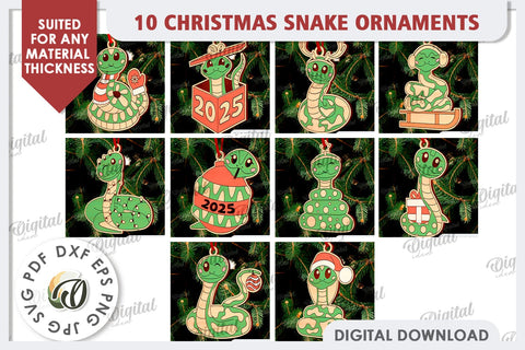 Christmas Snakes Laser Cut Bundle. Christmas Ornaments SVG SVG Evgenyia Guschina 