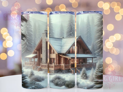 Christmas Snow Cabin Winter 20oz Tumbler, Christmas Snow, Winter Tumbler Wrap, 20oz Tumbler, Christmas Gift, Cabin Decor, Snow Scene Sublimation SvggirlplusArt 