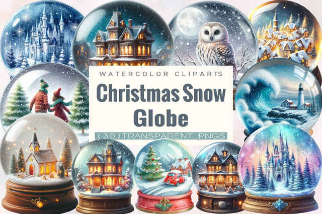 Christmas Snow Globe Clipart Bundle. Sublimation SVGArt 