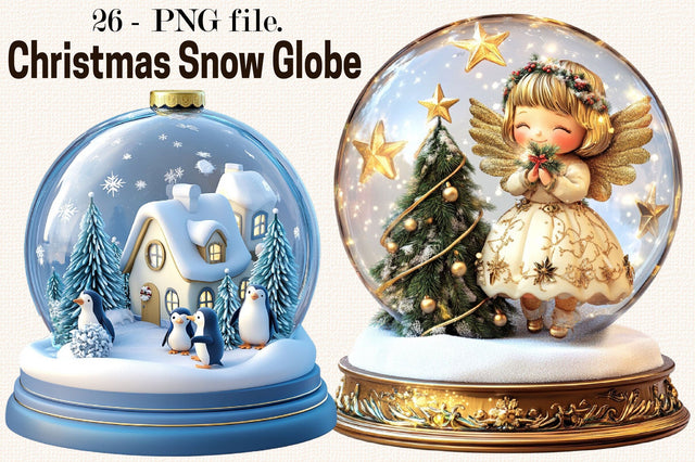 Christmas Snow Globe Clipart Bundle. Sublimation SVGArt 