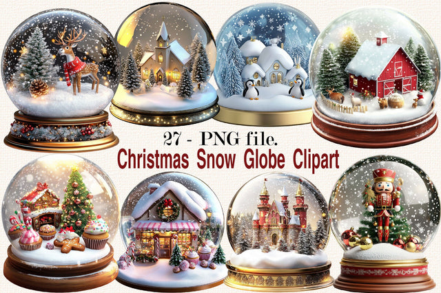 Christmas Snow Globe Clipart Bundle. Sublimation SVGArt 