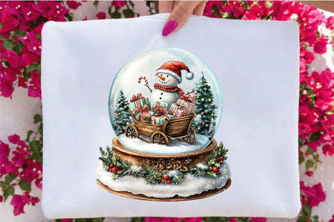 Christmas Snow Globe Snowman Clipart Bundle. Sublimation SVGArt 