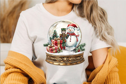 Christmas Snow Globe Snowman Clipart Bundle. Sublimation SVGArt 