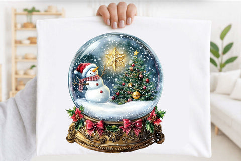 Christmas Snow Globe Snowman Clipart Bundle. Sublimation SVGArt 