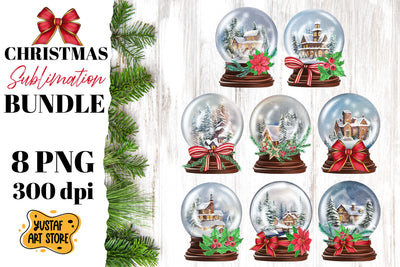 Christmas snow globe sublimation bundle. 8 christmas clipart Sublimation Yustaf Art Store 