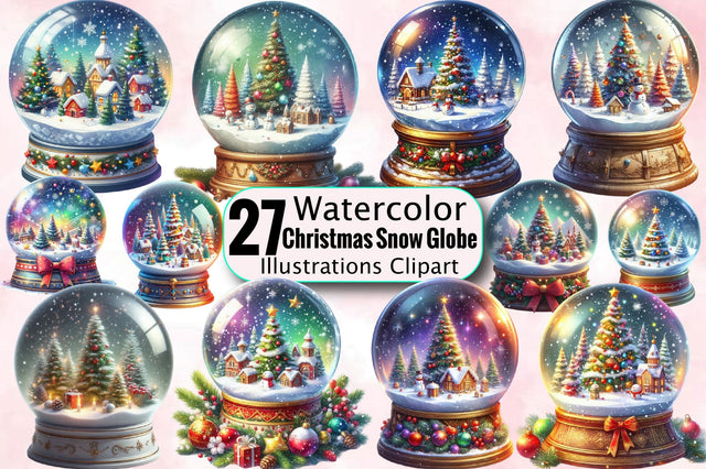Christmas Snow Globe Sublimation Clipart Bundle Sublimation SVGArt 