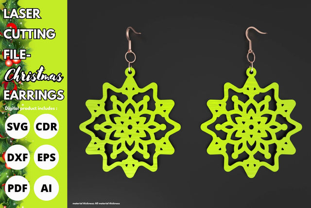 Christmas snowflake Earrings | paper cut | svg laser Glowforge SVG tofigh4lang 