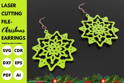 Christmas snowflake Earrings | paper cut | svg laser Glowforge SVG tofigh4lang 