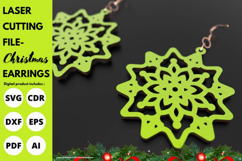 Christmas snowflake Earrings | paper cut | svg laser Glowforge SVG tofigh4lang 