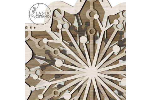 Christmas Snowflake Ornaments, Laser Cut Template, Wood Cut and Paper Cut Files SVG LaserCutano 