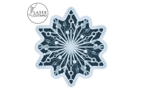 Christmas Snowflake Ornaments, Laser Cut Template, Wood Cut and Paper Cut Files SVG LaserCutano 
