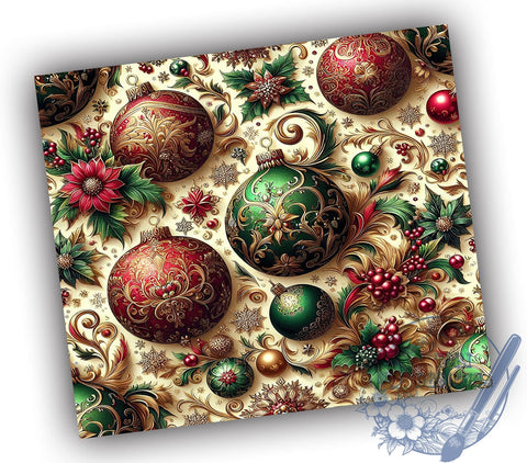 Christmas Snowflake Tumbler, Holiday Ornament Wrap, Floral Tumbler Design, 20oz Sublimation, Winter Drinkware, Festive Holiday Decor, Seasonal Gift Ideas Sublimation ToriDesigns 