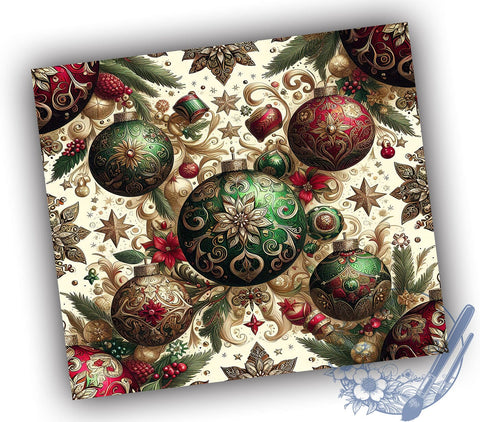 Christmas Snowflake Tumbler, Holiday Ornament Wrap, Floral Tumbler Design, 20oz Sublimation, Winter Drinkware, Festive Holiday Decor, Seasonal Gift Ideas Sublimation ToriDesigns 