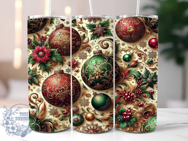 Christmas Snowflake Tumbler, Holiday Ornament Wrap, Floral Tumbler Design, 20oz Sublimation, Winter Drinkware, Festive Holiday Decor, Seasonal Gift Ideas Sublimation ToriDesigns 