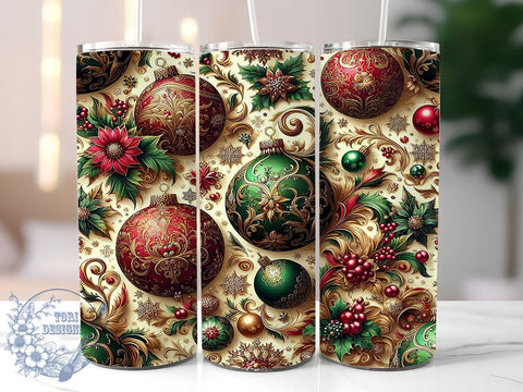 Christmas Snowflake Tumbler, Holiday Ornament Wrap, Floral Tumbler Design, 20oz Sublimation, Winter Drinkware, Festive Holiday Decor, Seasonal Gift Ideas Sublimation ToriDesigns 