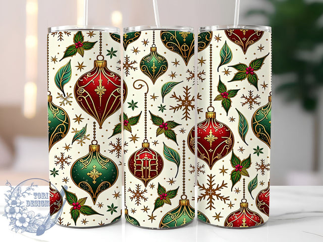 Christmas Snowflake Tumbler, Holiday Ornament Wrap, Floral Tumbler Design, 20oz Sublimation, Winter Drinkware, Festive Holiday Decor, Seasonal Gift Ideas Sublimation ToriDesigns 