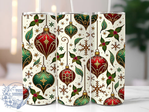 Christmas Snowflake Tumbler, Holiday Ornament Wrap, Floral Tumbler Design, 20oz Sublimation, Winter Drinkware, Festive Holiday Decor, Seasonal Gift Ideas Sublimation ToriDesigns 