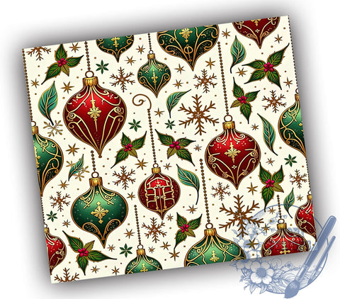 Christmas Snowflake Tumbler, Holiday Ornament Wrap, Floral Tumbler Design, 20oz Sublimation, Winter Drinkware, Festive Holiday Decor, Seasonal Gift Ideas Sublimation ToriDesigns 