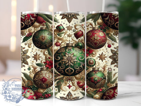 Christmas Snowflake Tumbler, Holiday Ornament Wrap, Floral Tumbler Design, 20oz Sublimation, Winter Drinkware, Festive Holiday Decor, Seasonal Gift Ideas Sublimation ToriDesigns 