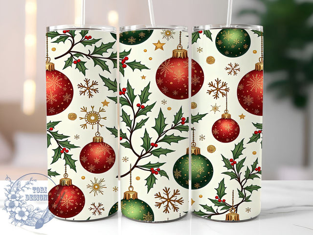 Christmas Snowflake Tumbler, Holiday Ornament Wrap, Floral Tumbler Design, 20oz Sublimation, Winter Drinkware, Festive Holiday Decor, Seasonal Gift Ideas Sublimation ToriDesigns 