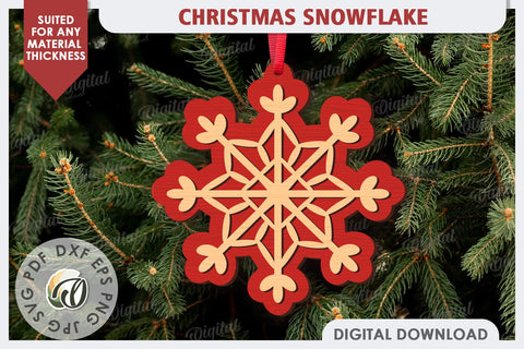 Christmas Snowflakes Laser Cut Bundle. Christmas Ornaments SVG Evgenyia Guschina 
