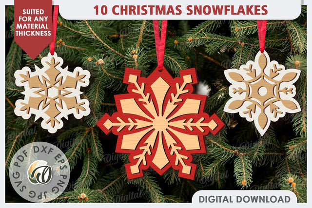 Christmas Snowflakes Laser Cut Bundle. Christmas Ornaments SVG Evgenyia Guschina 