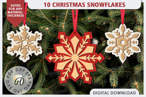 Christmas Snowflakes Laser Cut Bundle. Christmas Ornaments SVG Evgenyia Guschina 