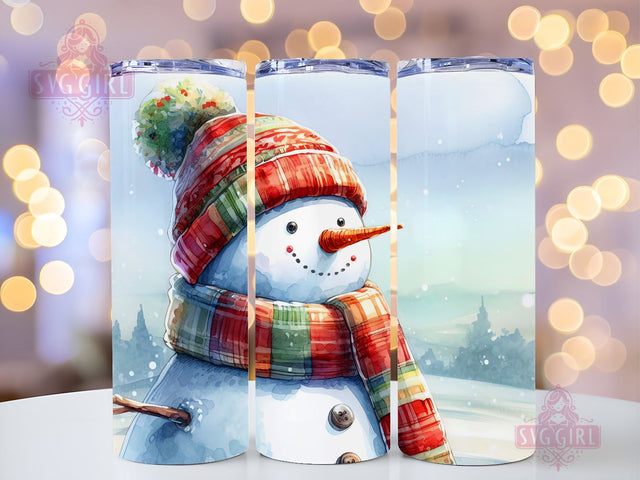 Christmas Snowman 20 oz Skinny Tumbler Sublimation Design, Instant Digital Download PNG, Holiday Tumbler Wrap Sublimation SvggirlplusArt 