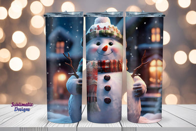 Christmas Snowman 20 oz Tumbler Wrap | 20 oz Skinny Tumbler Wrap Sublimation Christmas Design Sublimation Sublimatiz Designs 